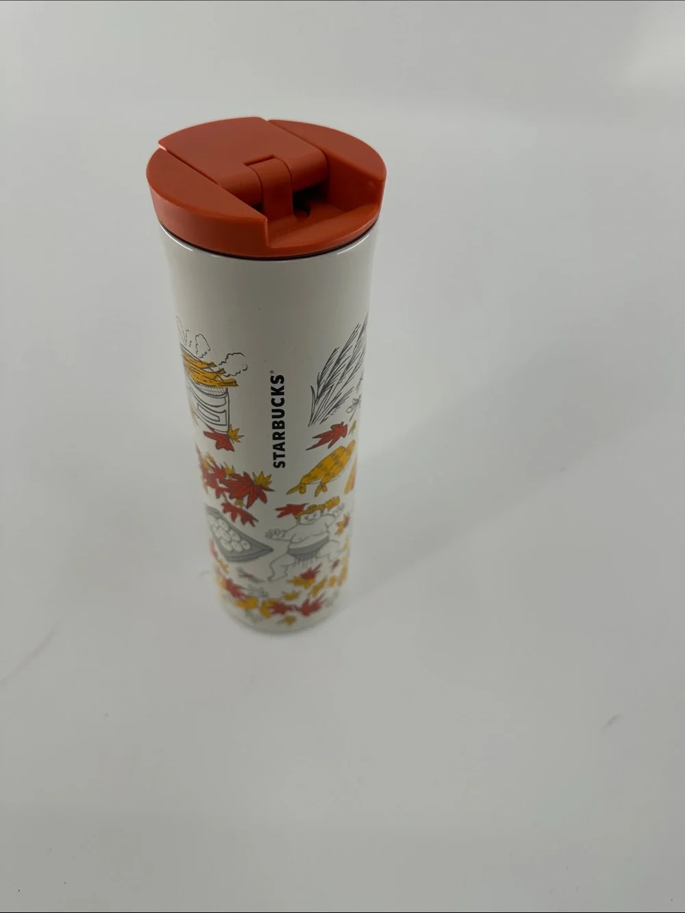 Starbucks Japan Travel Tumbler in White and Orange